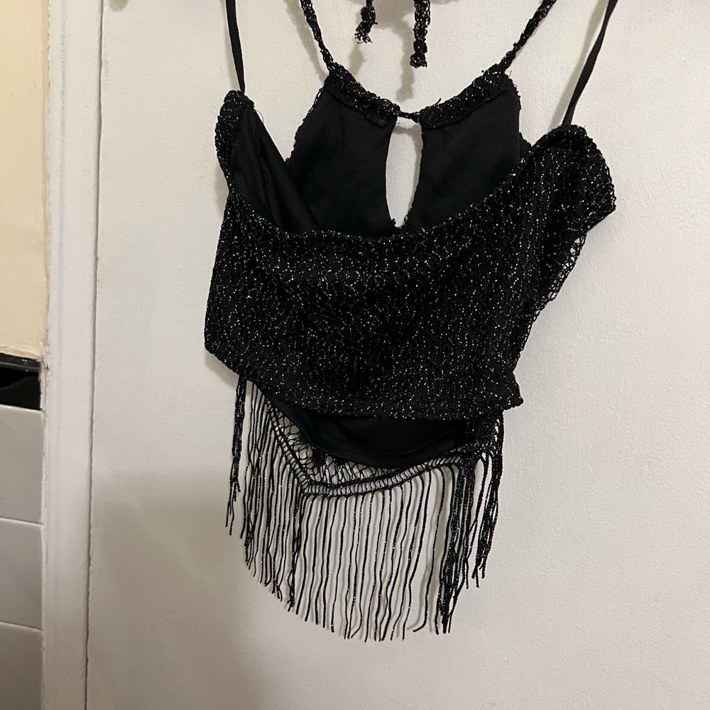 Black Sleeveless Camisole with Cut Out and Backless Design